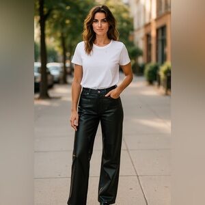 NWT American Eagle Black Curvy Stovepipe Faux Leather Pants